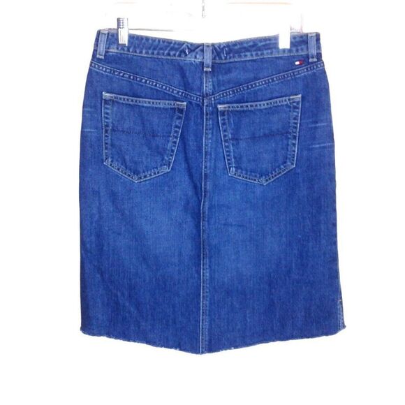 Tommy Hilfiger Jeans Raw Hem Denim Jean Skirt Blue 8 - Picture 2 of 6